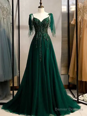 A-Line Party Dress Elegant Engagement Formal Evening Birthday Dress Spaghetti Strap Sleeveless Sweep