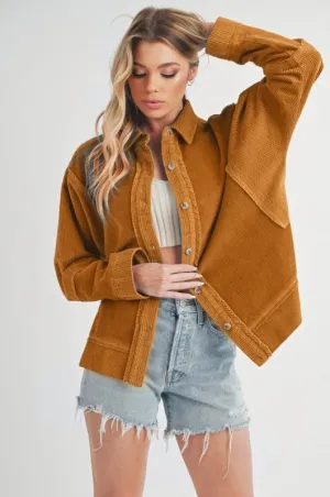 Aemi   Co Side Slit Exposed Seam Button Up Corduroy Jacket