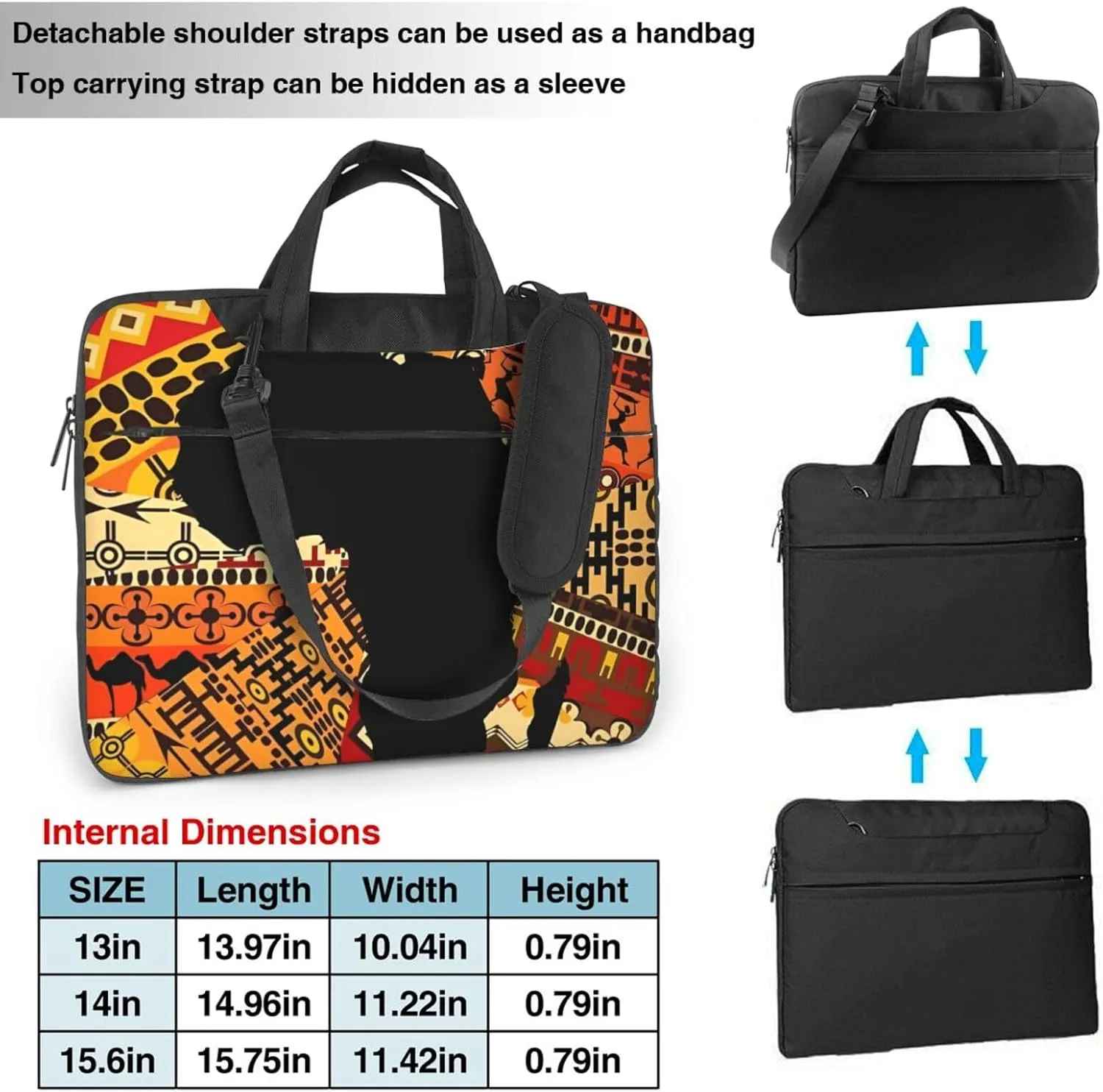 African Map Ethnic Pattern Ultra-thin portable shoulder laptop bag Stylish and Protective Shockproof soft lining