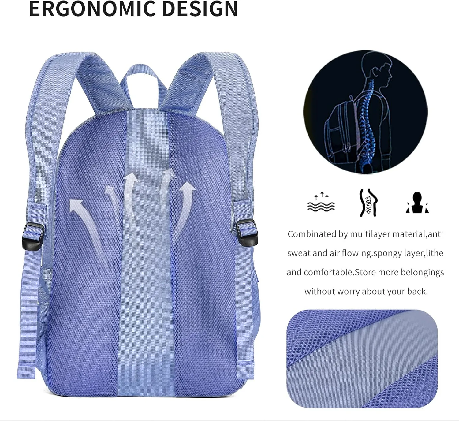 AOKING Large Travel Backpack for Women, Lightweight Laptop Commuter Backpack, Stylish Daypacks for Work, Mochilas De Mujer(Purple)