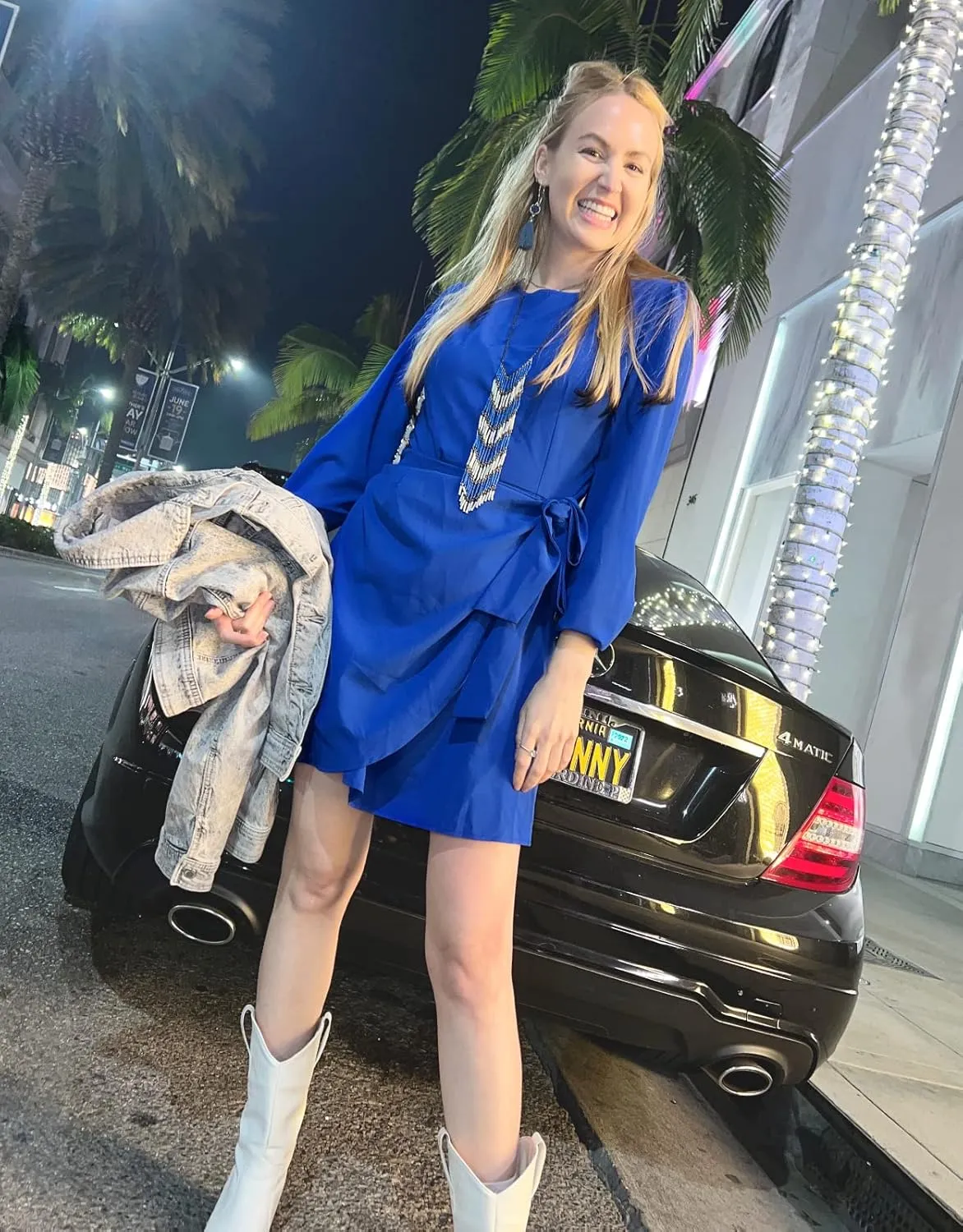 AOOKSMERY Women's Elegant Long Sleeve Tie-Front Skater Dress Wrap Party Cocktail Mini Dresses