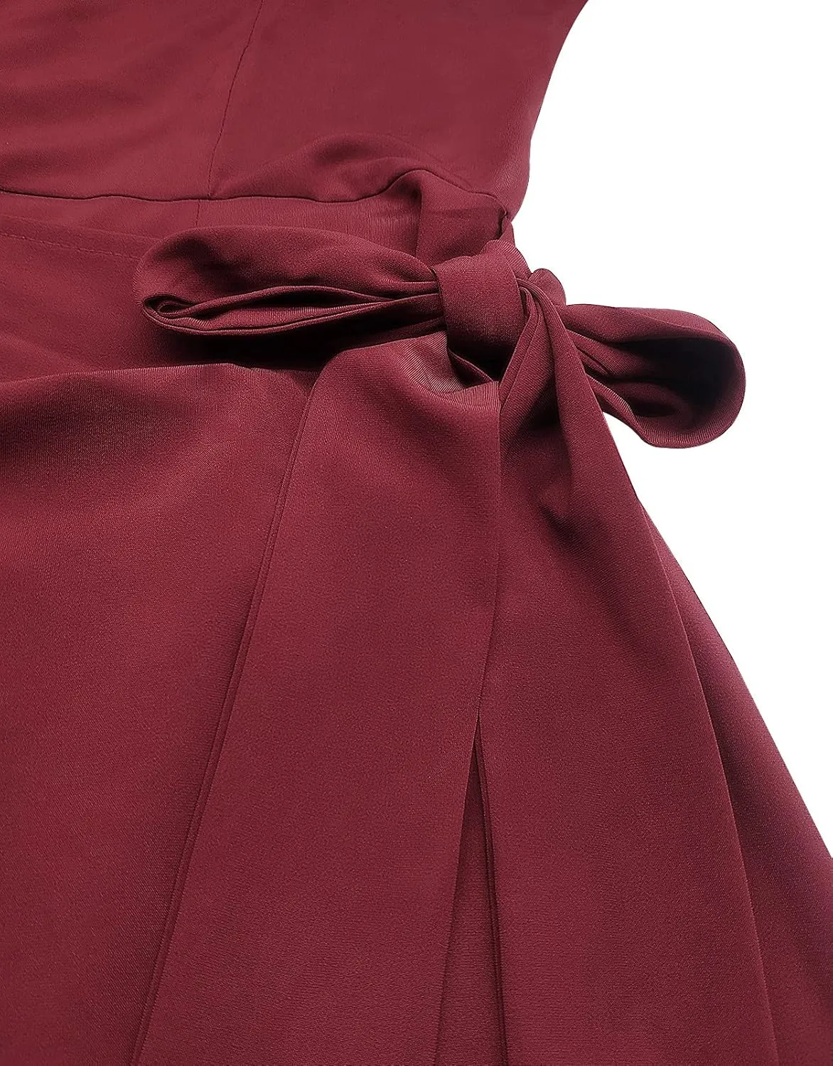 AOOKSMERY Women's Elegant Long Sleeve Tie-Front Skater Dress Wrap Party Cocktail Mini Dresses