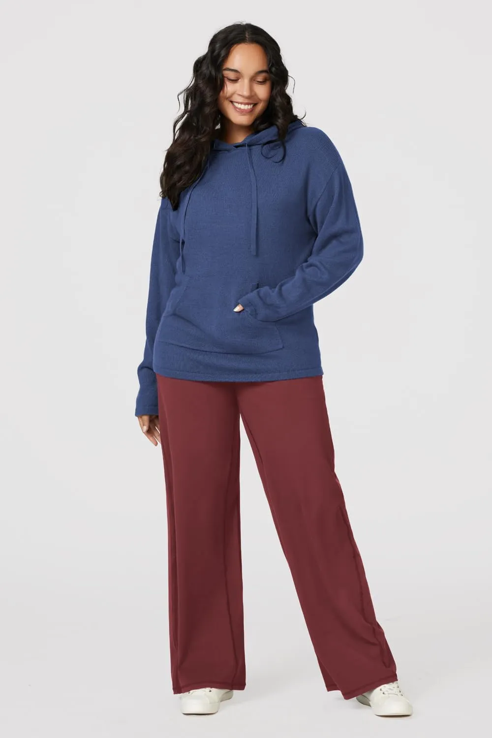 Arach&Cloz Womens 2023 Two Piece Outfits Knit Sweaters Hoodies and Wide Leg Yoga Pants Tracksuit Lounge Sets with Pockets