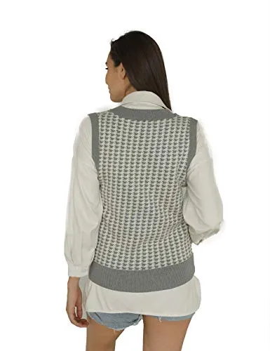 ASUOAgio Women's Sweater Vest V-Neck Sleeveless Casual Knitted Pullover Sweater, Gray, XL