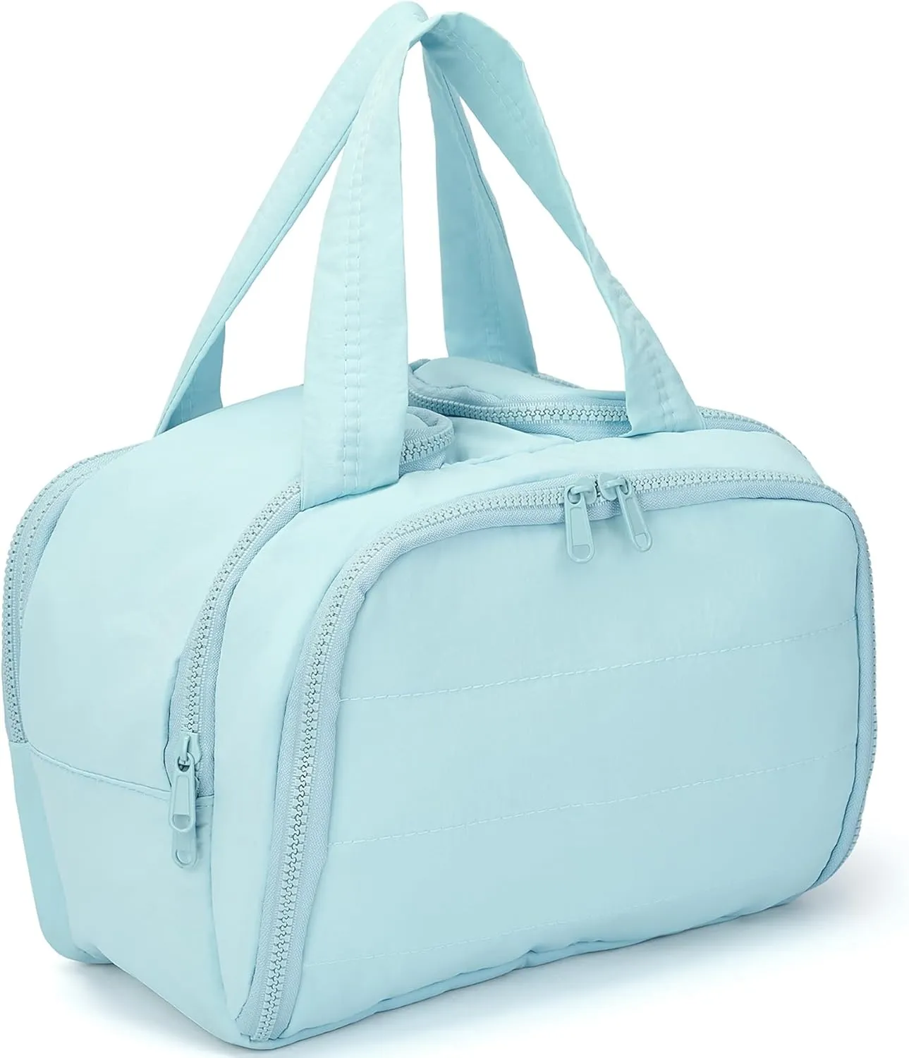 Azooken Travel Toiletry Bag for Women - Puffy Cosmetic Organizer with Wide Opening & Handle,Stylish Lightweight Essentials Bag for Makeup,Accessories & Toiletries-Blue