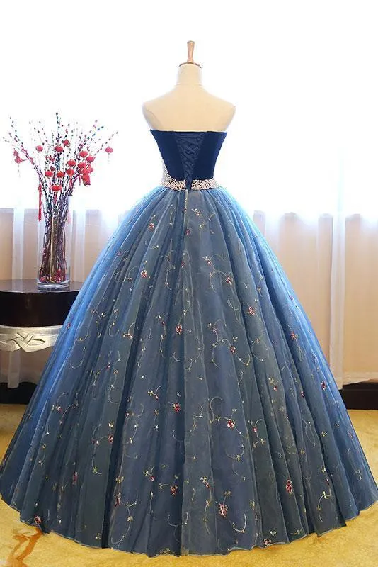 Ball Gown Sweetheart Floor-Length Tulle Appliqued Quinceanera Dresses ASD26977