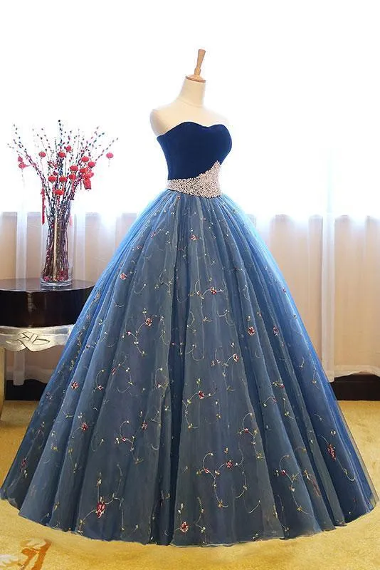 Ball Gown Sweetheart Floor-Length Tulle Appliqued Quinceanera Dresses ASD26977