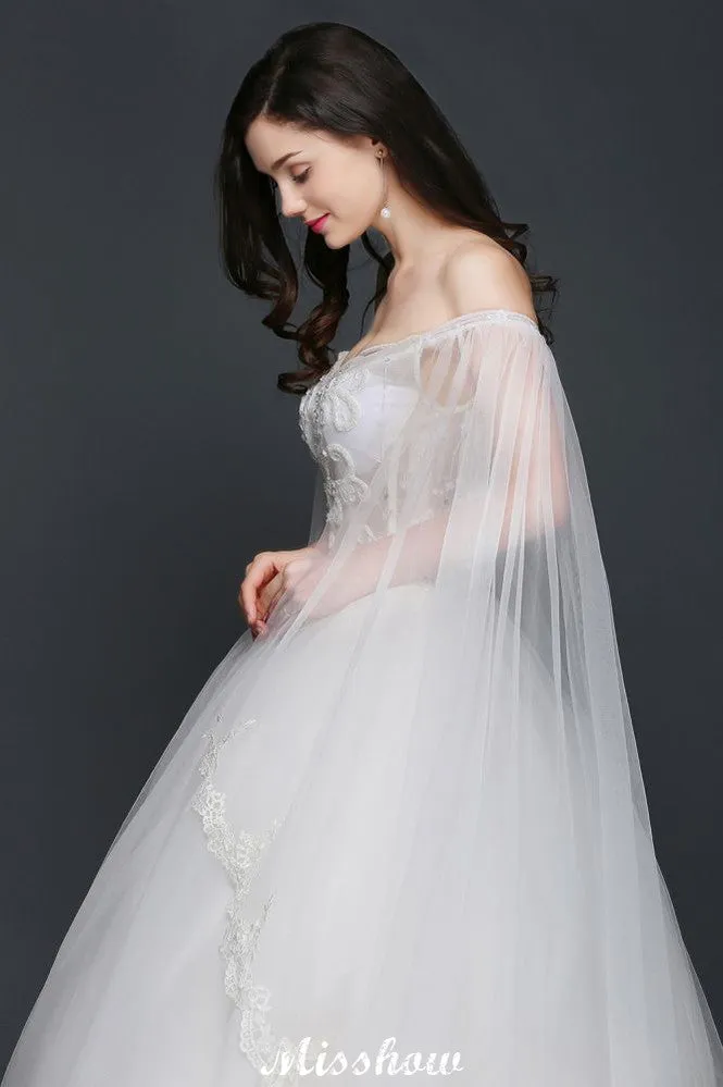 Ball Gowns Appliques Straps Tulle Elegant Wedding Dresses