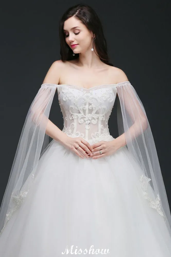 Ball Gowns Appliques Straps Tulle Elegant Wedding Dresses