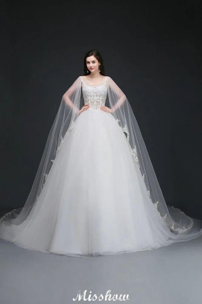 Ball Gowns Appliques Straps Tulle Elegant Wedding Dresses