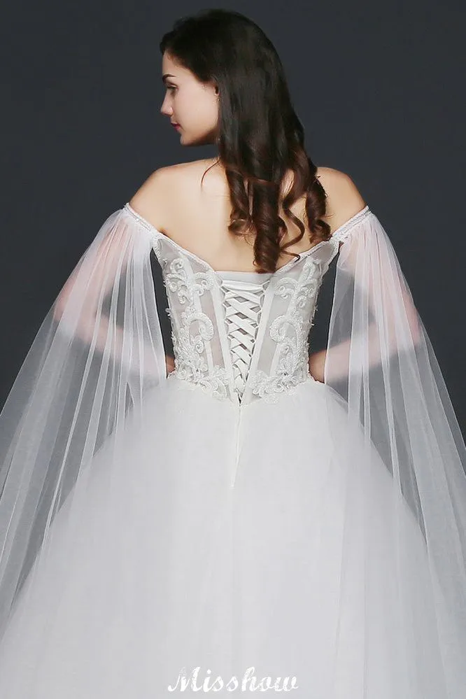 Ball Gowns Appliques Straps Tulle Elegant Wedding Dresses