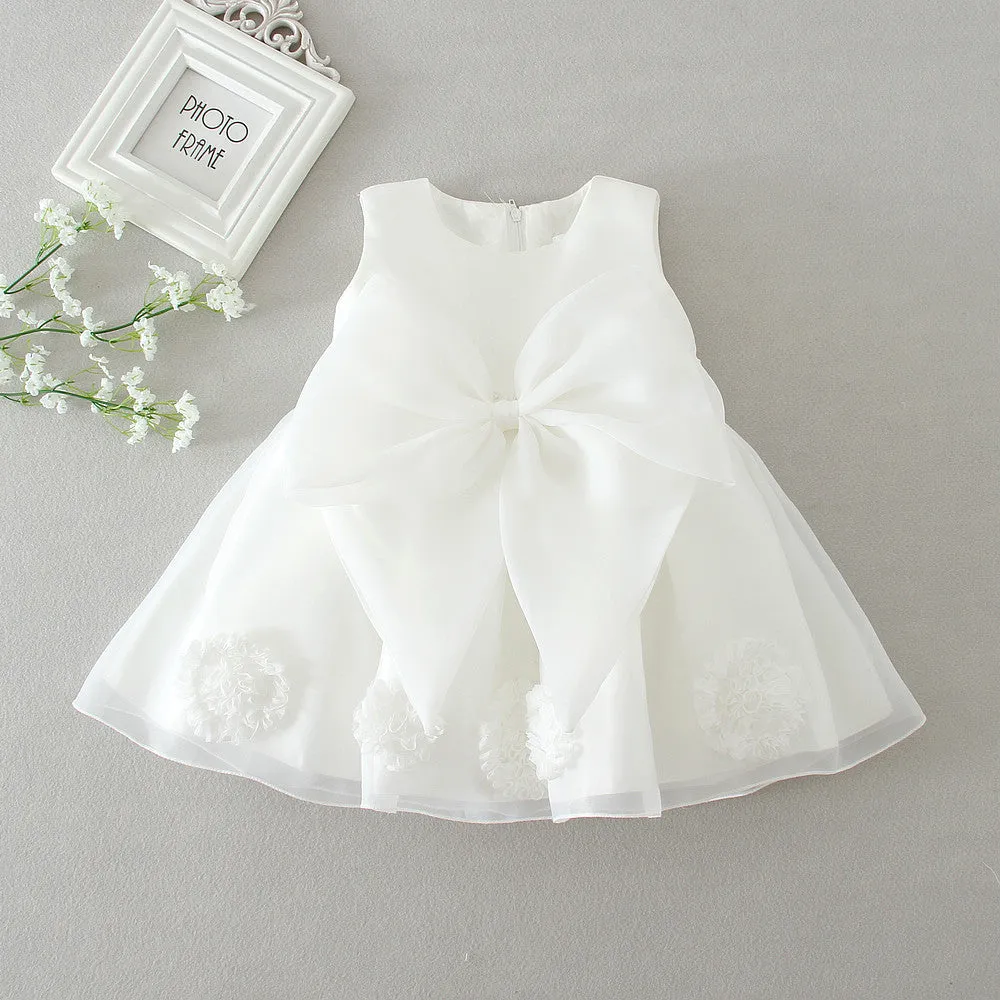 Baptism Dresses Baby Girl White Elegant Round-neck Formal Princess Dresses Flower Girl Dresses