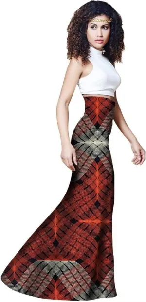 BAZINRICHE High Waisted Skirts for Women African High Waist Long Skirts Mid-Calf Skirt