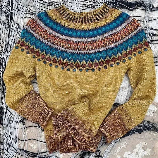 Bea - Coloured Knit printed sweater