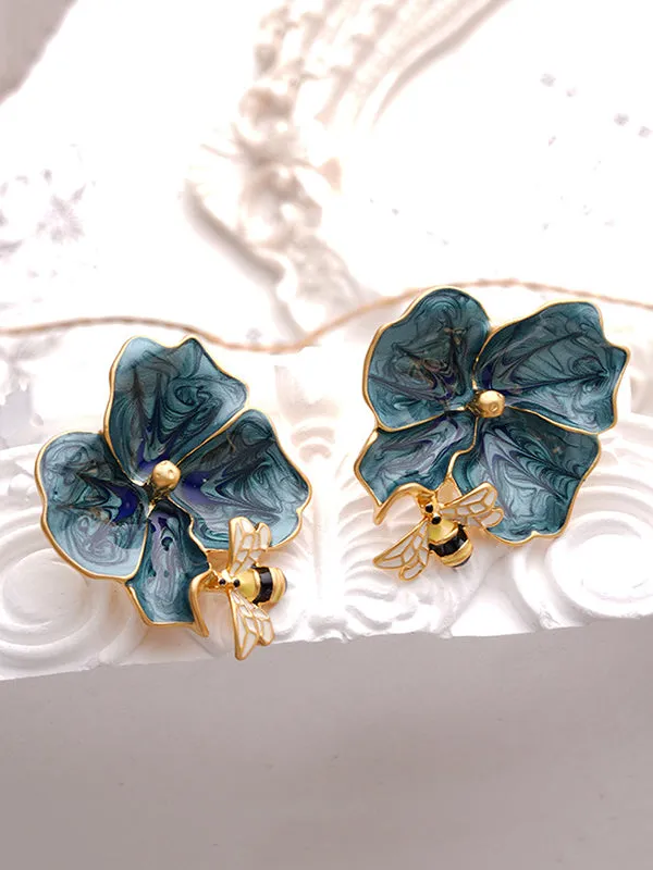 Bee Shape Flower Shape Earrings Accessories