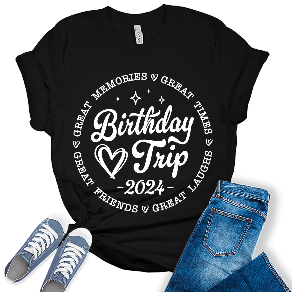 Birthday Trip Shirt 2024 Cute Party Shirts for Women Trendy Letter Print Graphic Tees