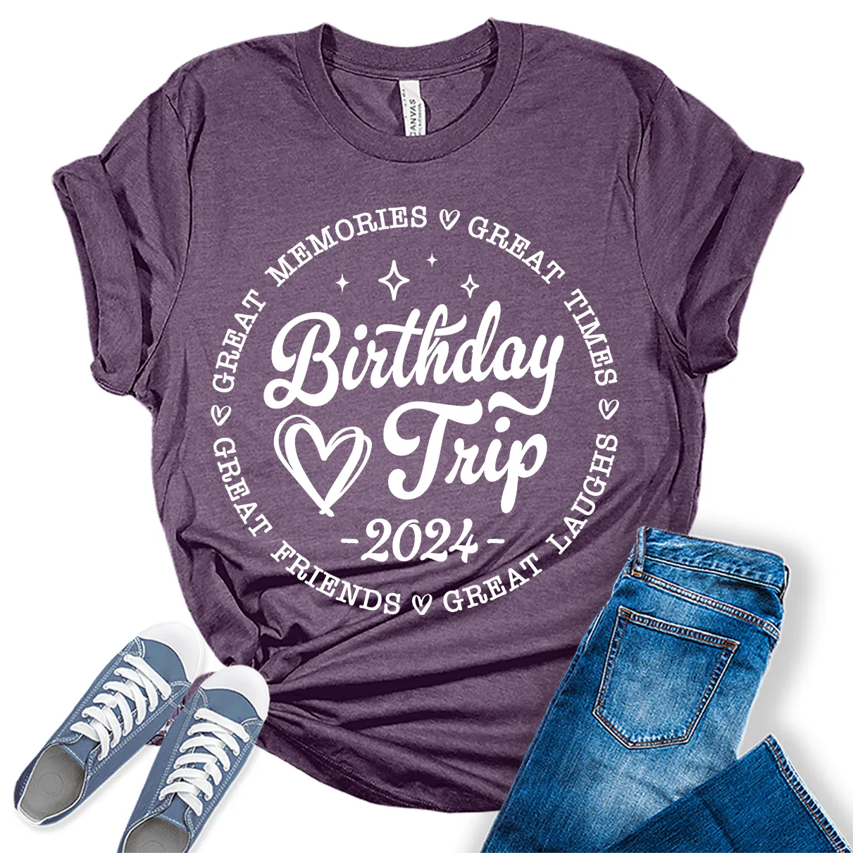 Birthday Trip Shirt 2024 Cute Party Shirts for Women Trendy Letter Print Graphic Tees