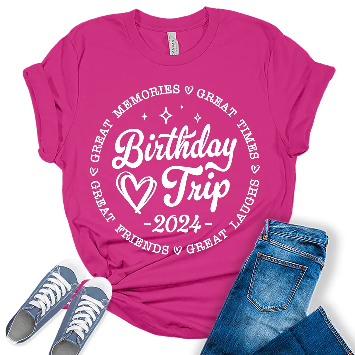 Birthday Trip Shirt 2024 Cute Party Shirts for Women Trendy Letter Print Graphic Tees