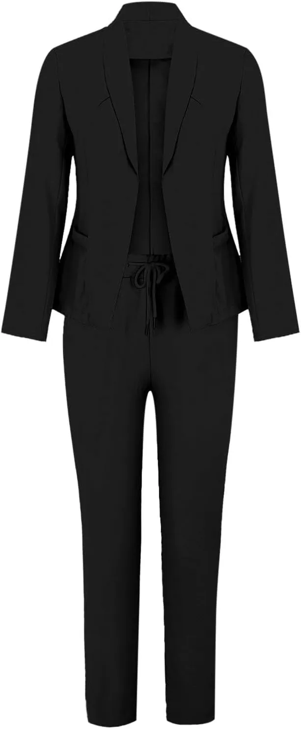 Blazer Sets Women 2 Piece Outfits Business Casual Outfits 2024 Dressy Casual Pant Suits Plus Size Wide Pants Suit
