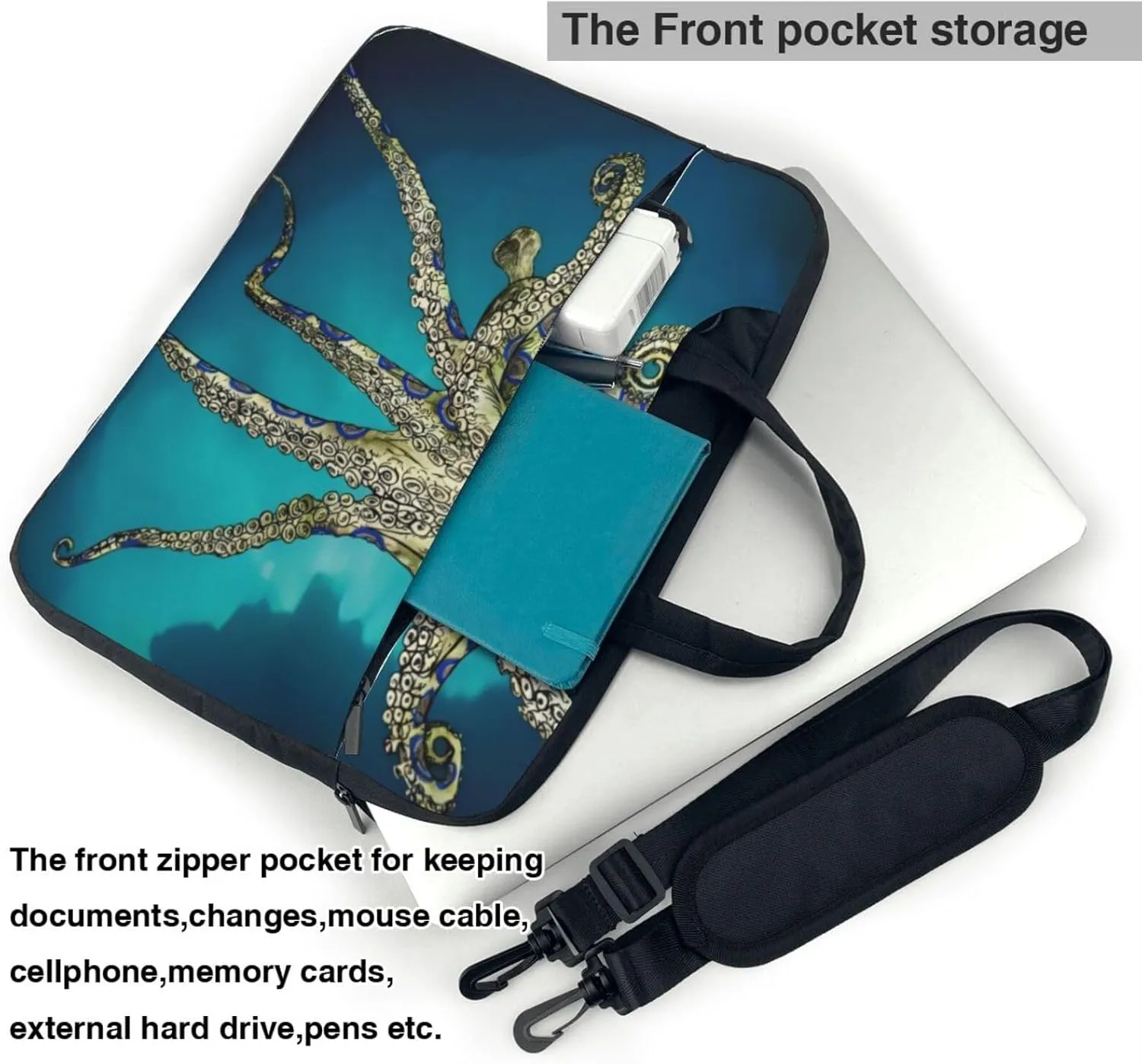 Blue Ringed Octopus Ultra-thin portable shoulder laptop bag Stylish and Protective Shockproof soft lining