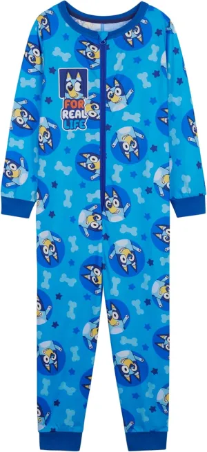 Bluey One-Piece Pajamas for Girls, Cozy Jumpsuit with Long Cuffed Sleeves and Ankles, Cute Girls Loungewear Set