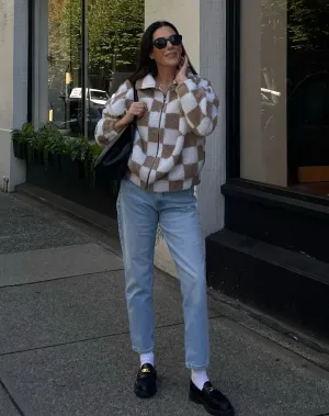 Brunette The Label Checkerboard Sherpa Jacket
