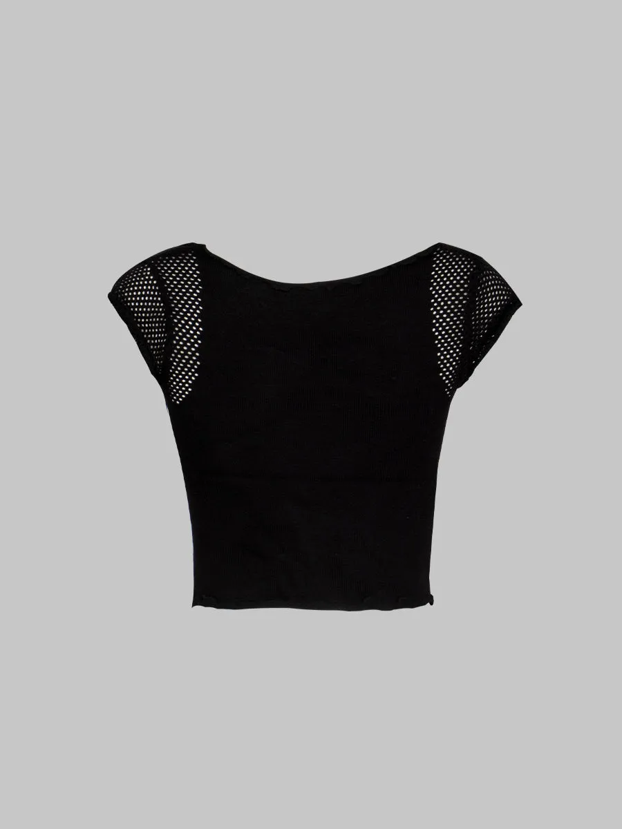 Butterfly Print Short Sleeve Crop Top