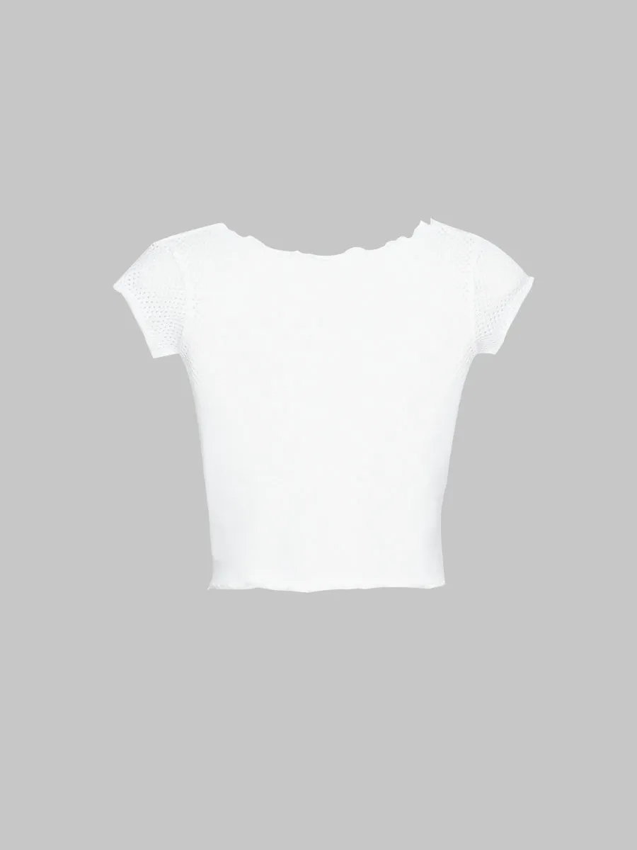 Butterfly Print Short Sleeve Crop Top
