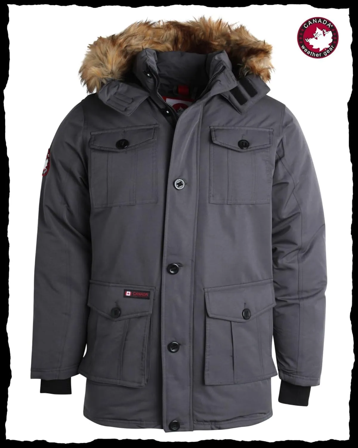 CANADA WEATHER GEAR Men's Winter Coat - Heavyweight Teflon Canvas Parka Jacket (M-XXL)