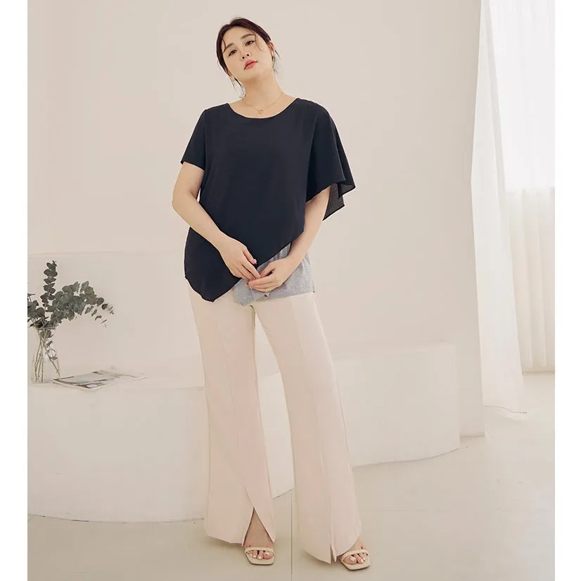 Casual Korean Short Sleeve Layered Blouse Shirt Tops