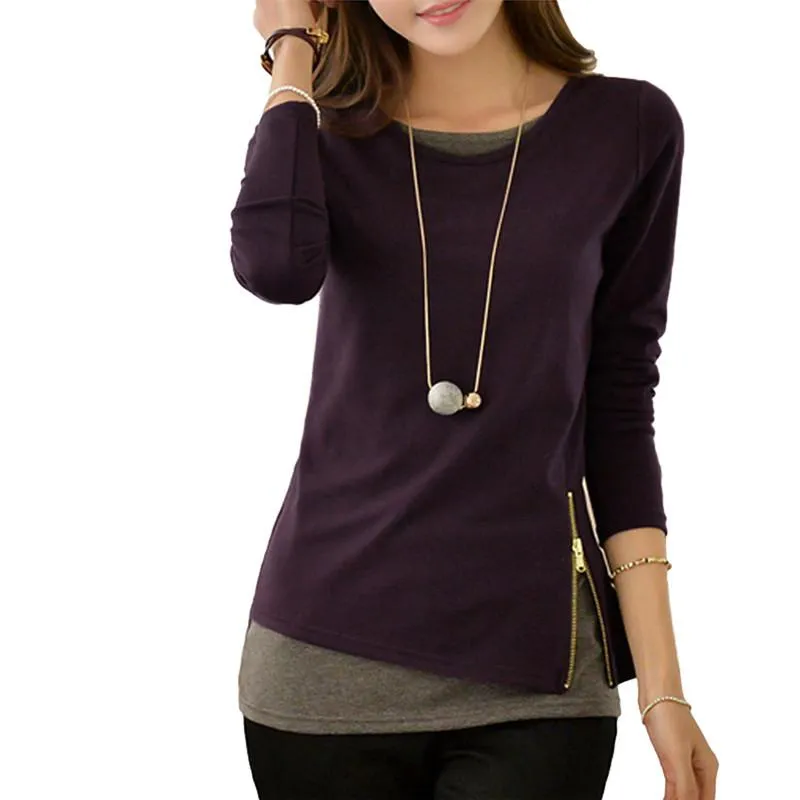 Casual Long Sleeve Quarter Zip Blouse