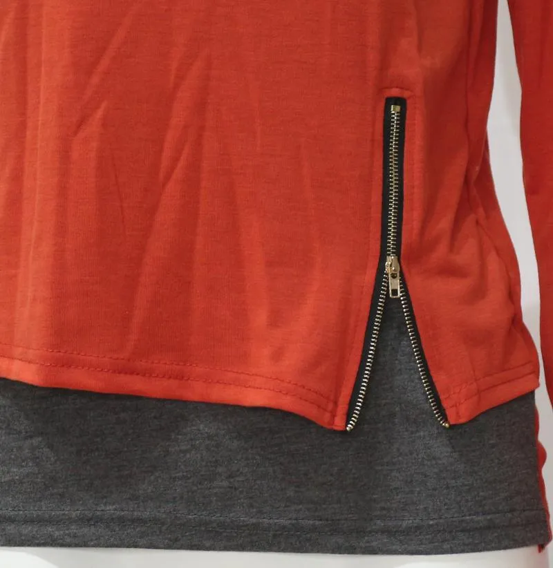 Casual Long Sleeve Quarter Zip Blouse