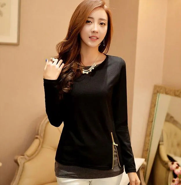 Casual Long Sleeve Quarter Zip Blouse