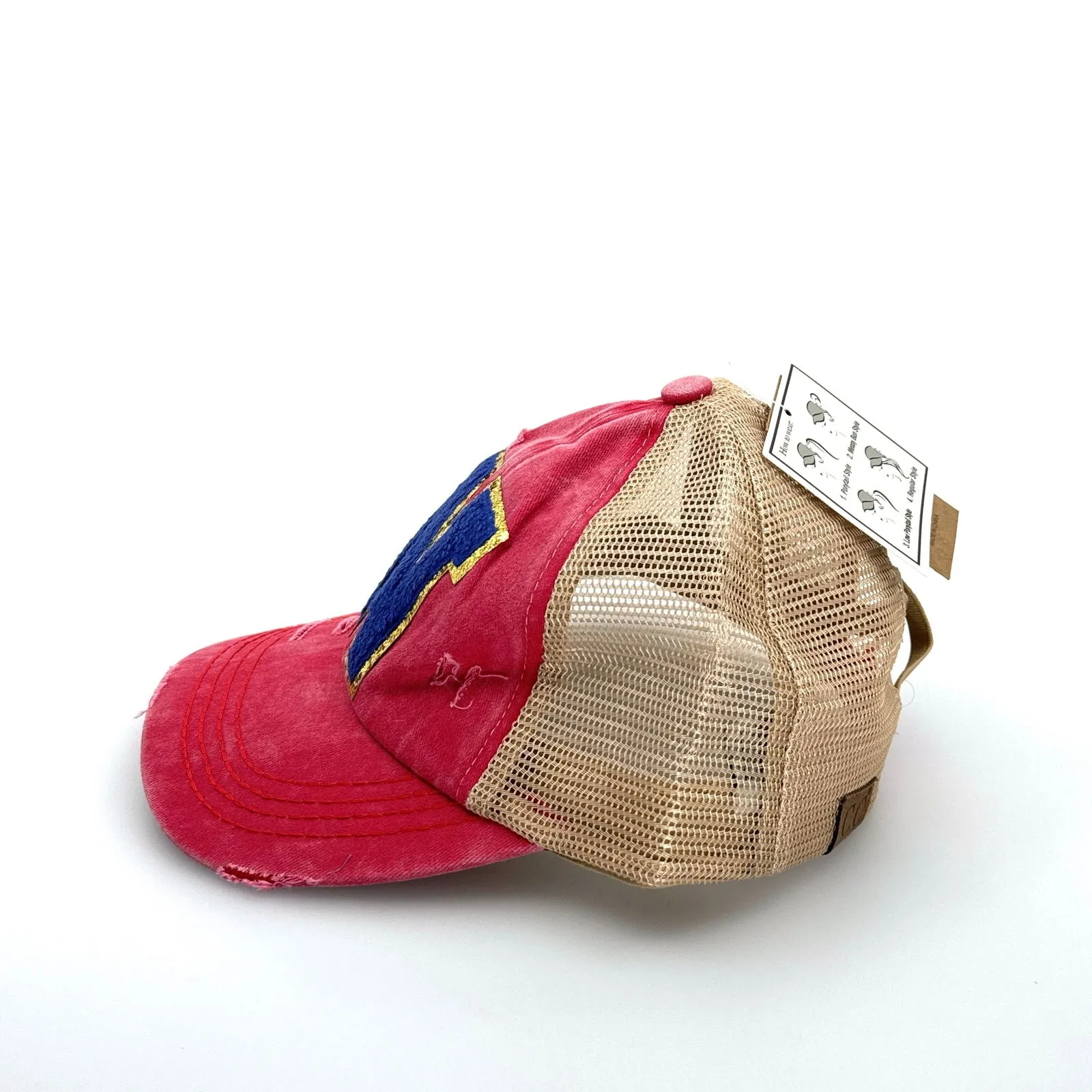 CC | “N” Multi Level Criss-Cross Pony Cap | Red/Blue | OSFA | NEW