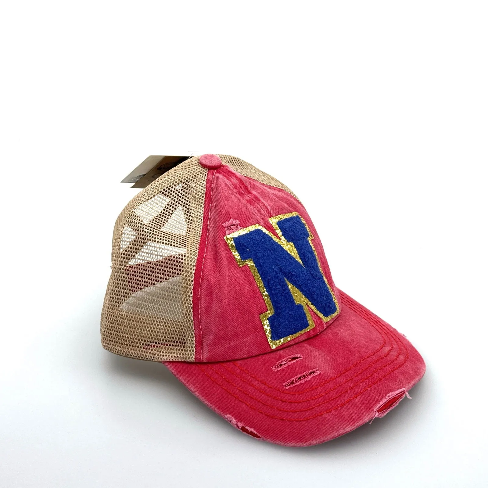 CC | “N” Multi Level Criss-Cross Pony Cap | Red/Blue | OSFA | NEW