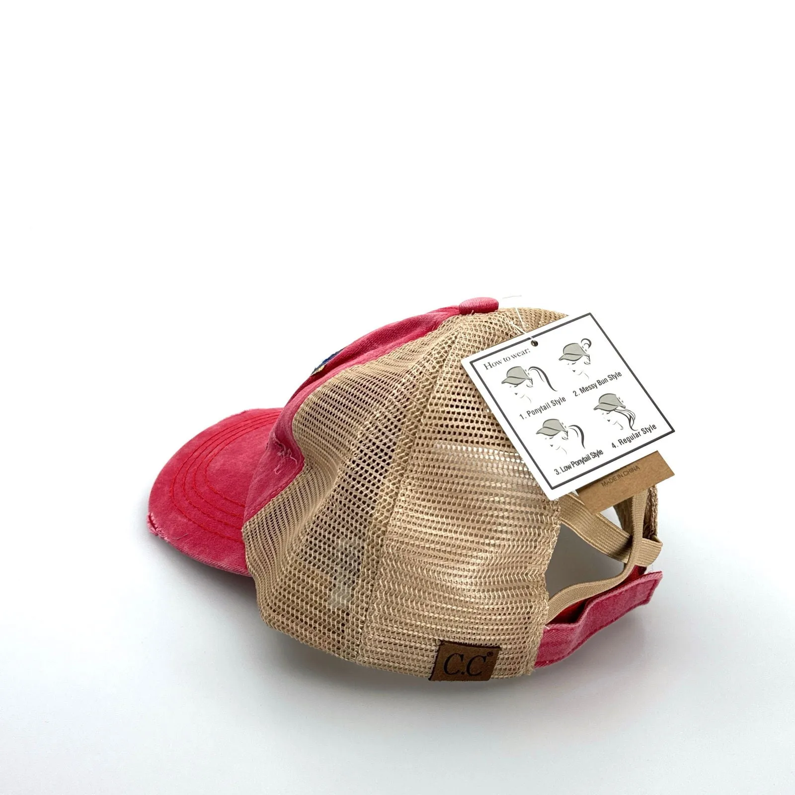 CC | “N” Multi Level Criss-Cross Pony Cap | Red/Blue | OSFA | NEW
