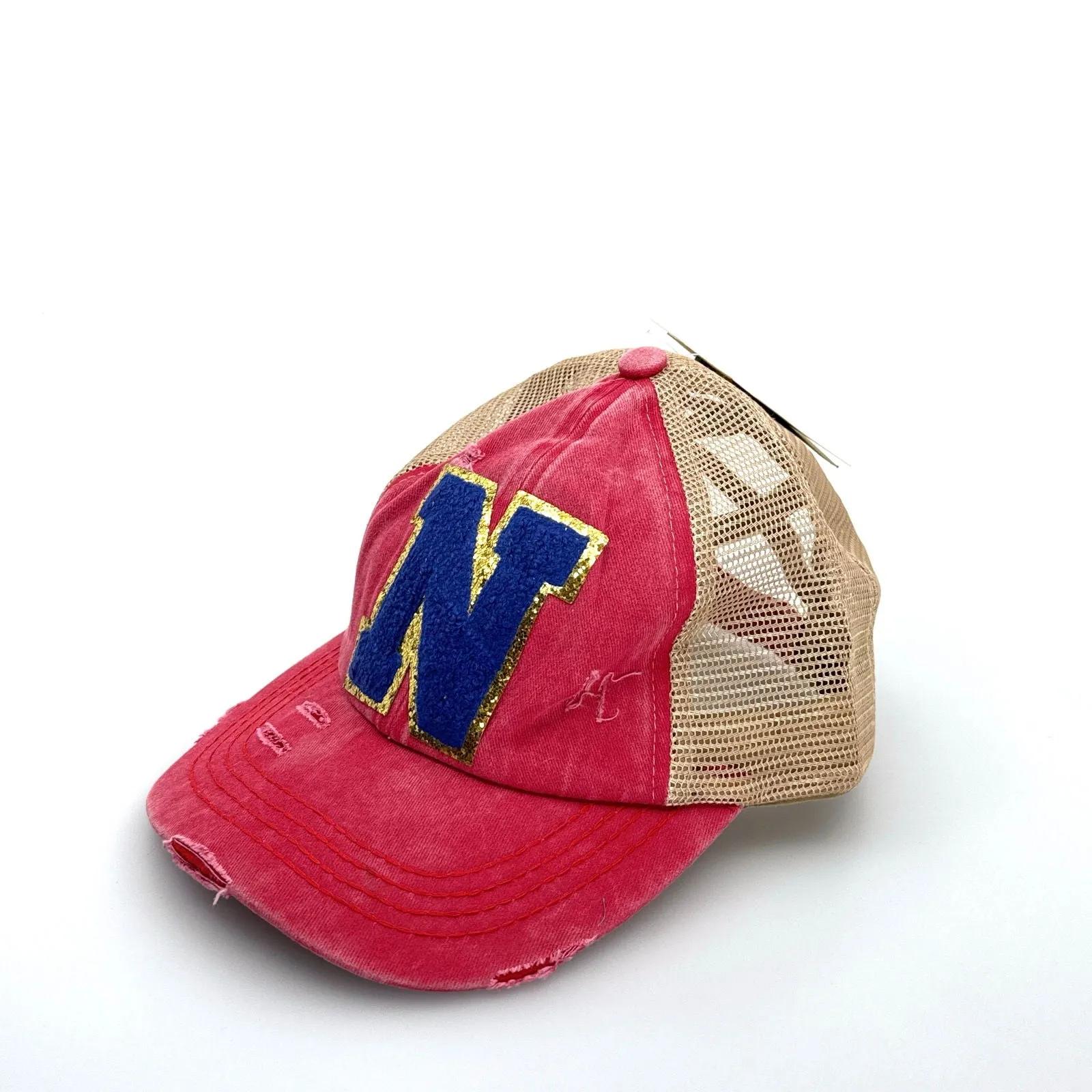 CC | “N” Multi Level Criss-Cross Pony Cap | Red/Blue | OSFA | NEW