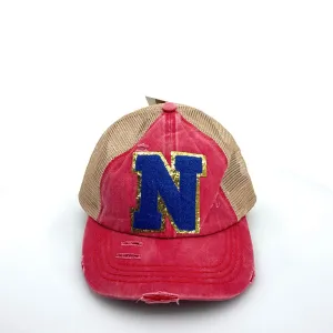 CC | “N” Multi Level Criss-Cross Pony Cap | Red/Blue | OSFA | NEW