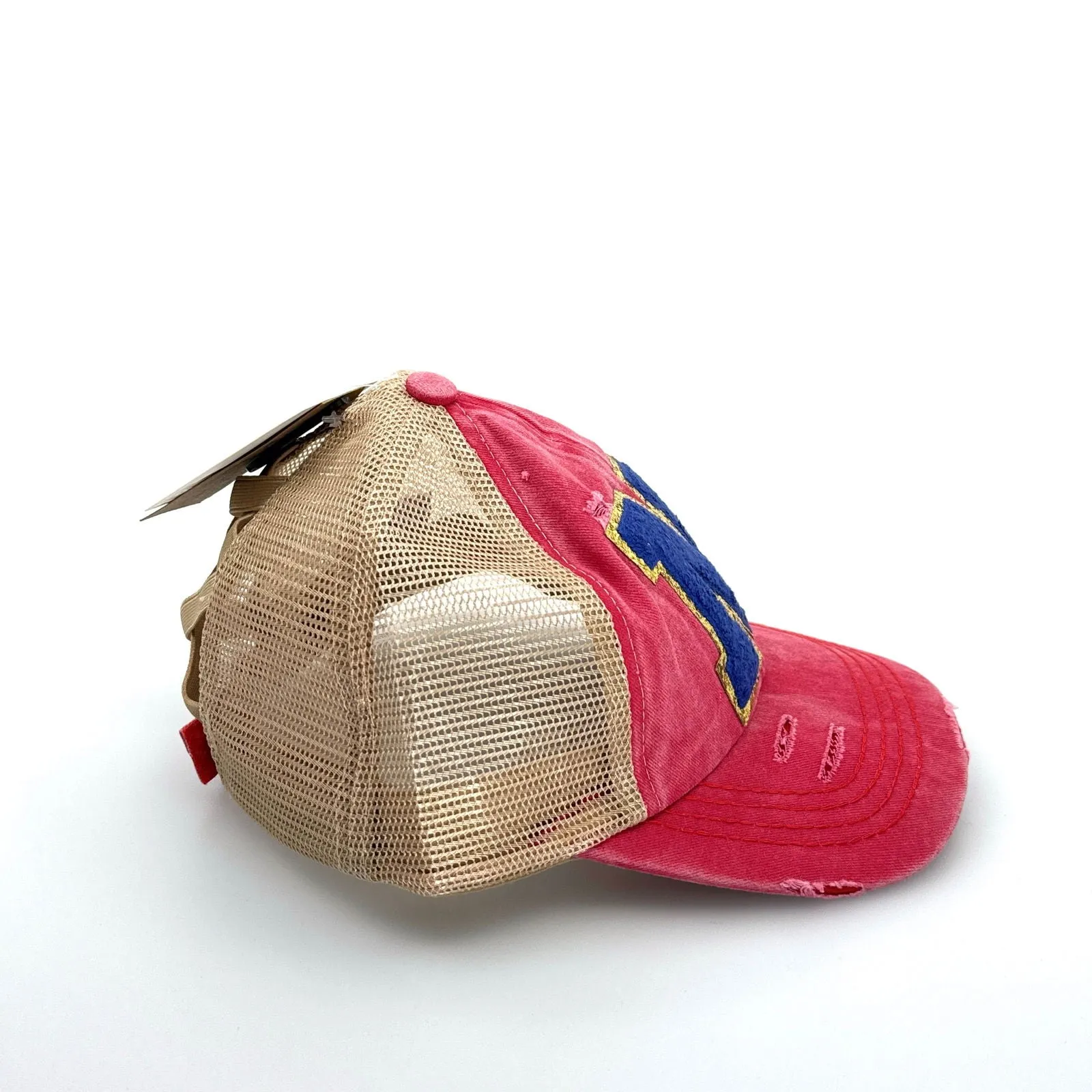 CC | “N” Multi Level Criss-Cross Pony Cap | Red/Blue | OSFA | NEW