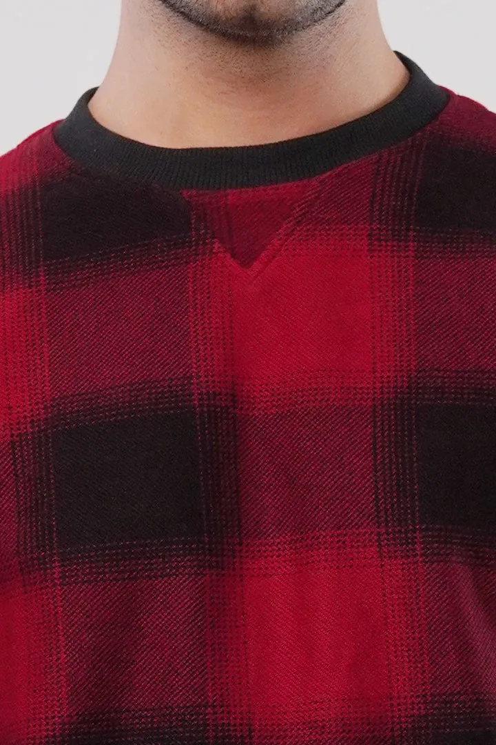 Check Terry Sweatshirt - Red & Black
