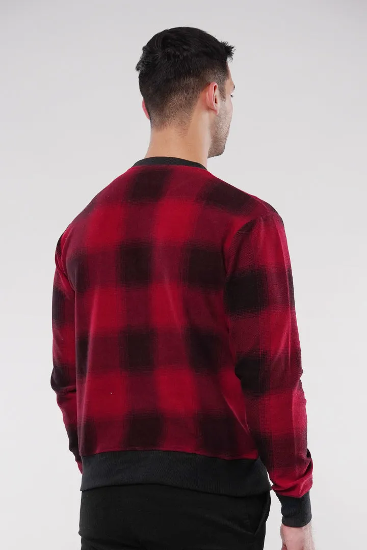 Check Terry Sweatshirt - Red & Black