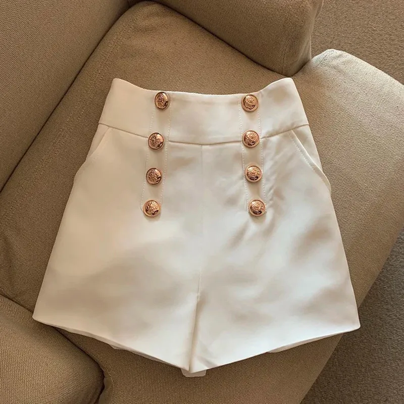 Chic High-Waisted Button Shorts