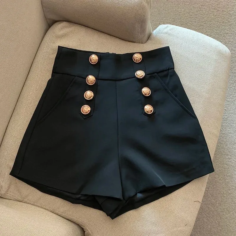 Chic High-Waisted Button Shorts
