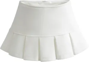 Chic Women's Mini Skirts -Women's Pleated Mini Skirts with Shorts Underneath More for Every Occasion White