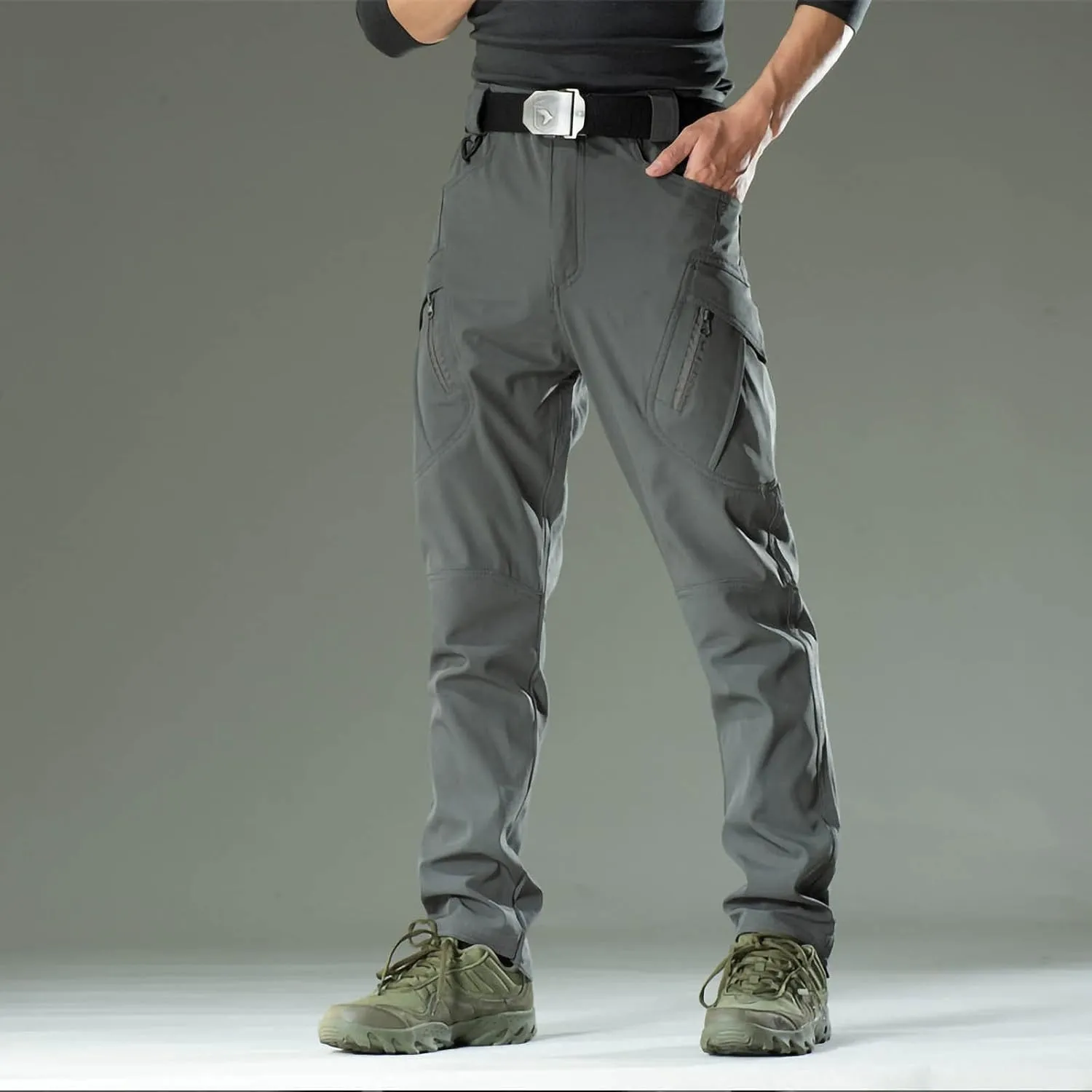 Chino Pants for Men Winter Warm Hiking Training Cargo Pants Fleece Thicken Sweatpant Slim Fit Running Tapered Pants