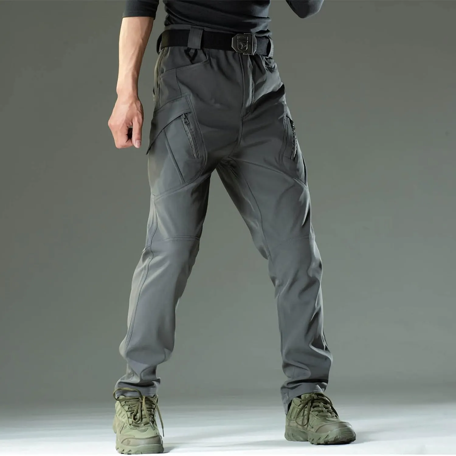 Chino Pants for Men Winter Warm Hiking Training Cargo Pants Fleece Thicken Sweatpant Slim Fit Running Tapered Pants