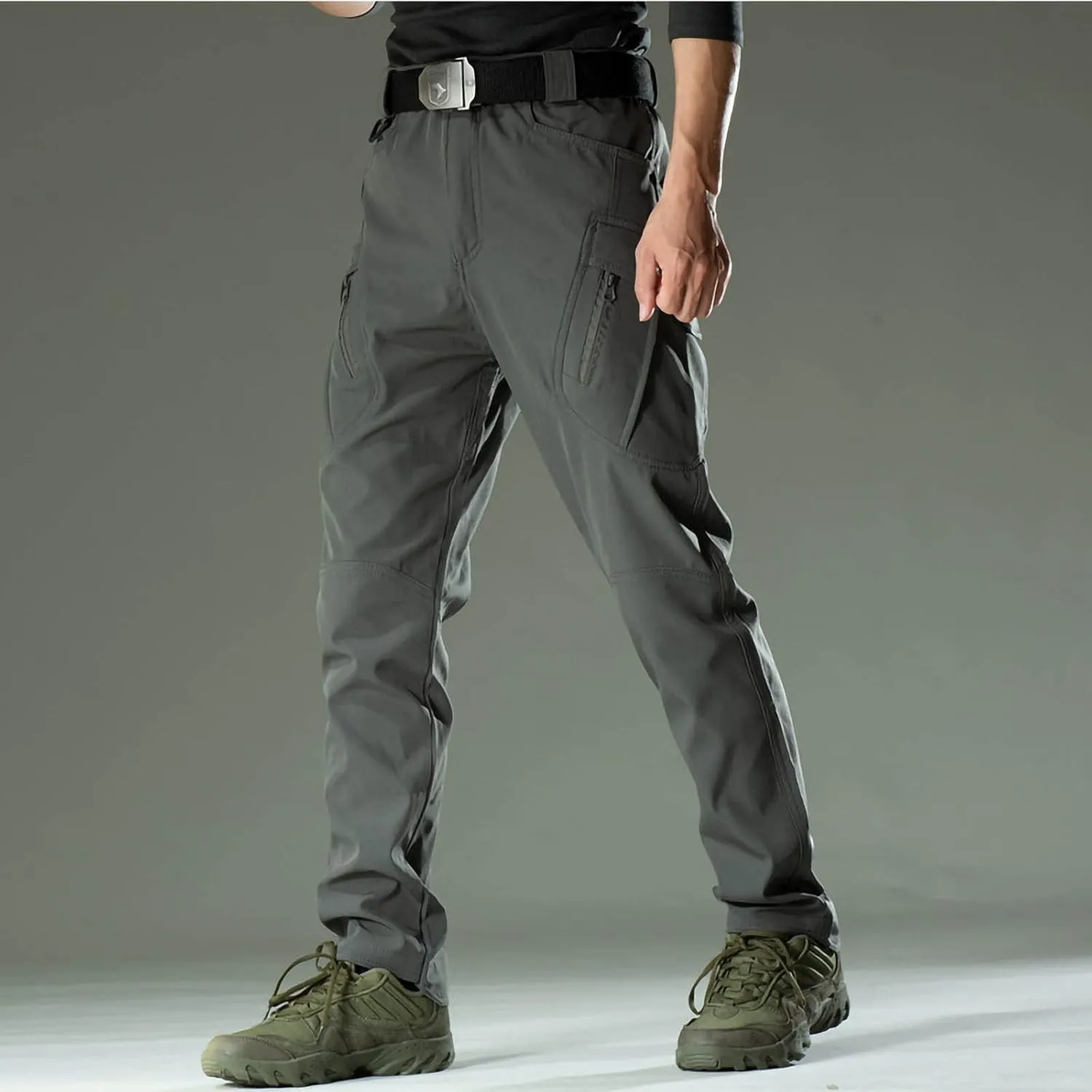 Chino Pants for Men Winter Warm Hiking Training Cargo Pants Fleece Thicken Sweatpant Slim Fit Running Tapered Pants