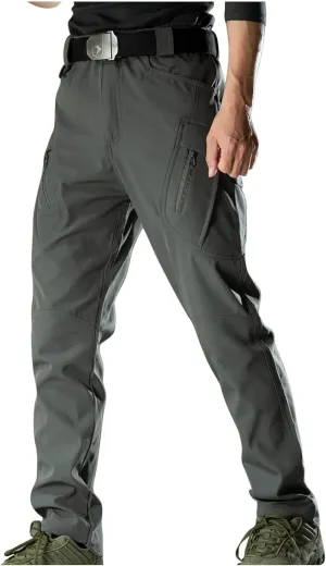 Chino Pants for Men Winter Warm Hiking Training Cargo Pants Fleece Thicken Sweatpant Slim Fit Running Tapered Pants