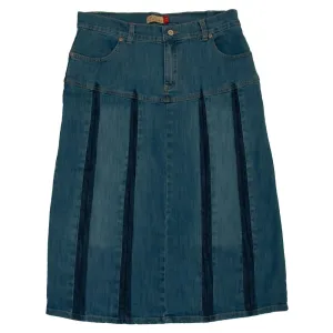 Clove Jeans Womens A Line Pleated Strech Blue Denim Midi Skirt Plus Size 14-24