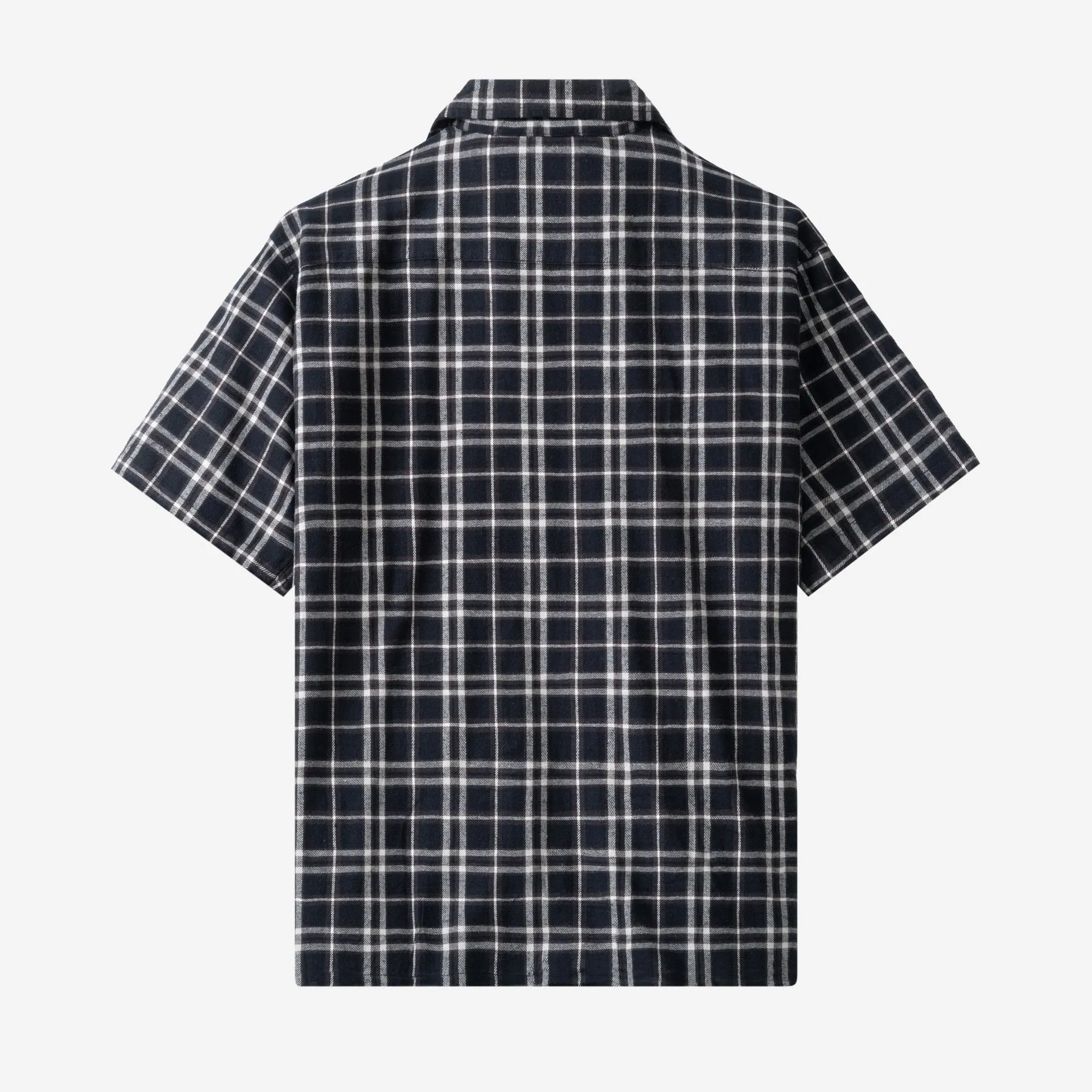 College Days Flannel Camp Collar - Black Grey
